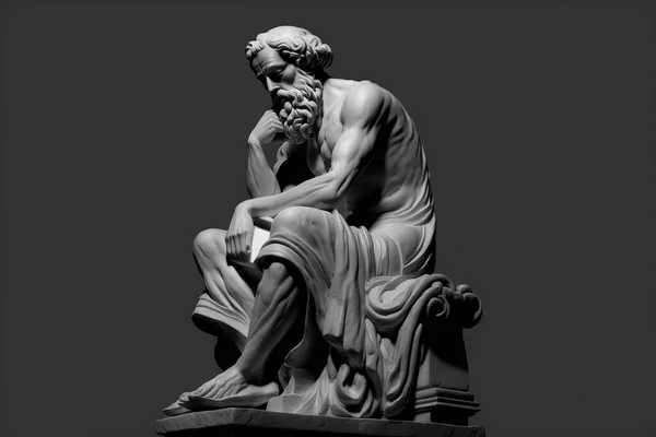 Philosopher Thinking Statue Sitting
