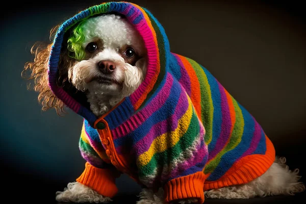 Dog in Dog Sweater Fashion for clowns oh what a sight