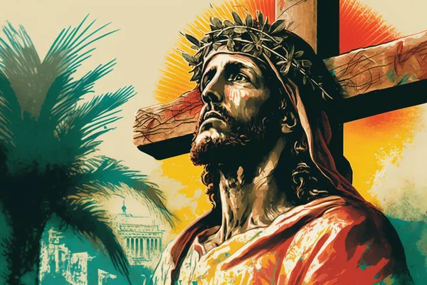 Jesus Christ on the cross palm sunday