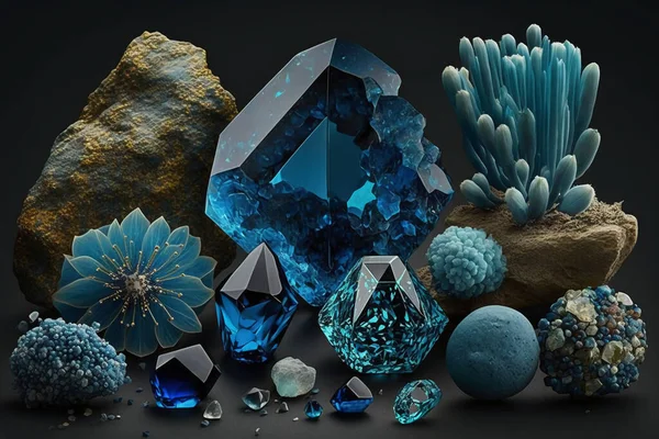 Fantastic blue gems and minerals.