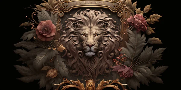 Lion head on the wall decorative