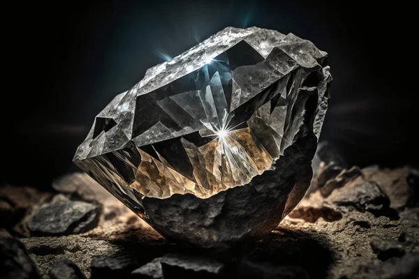 Diamond cut in rough diamond in coal mine concept