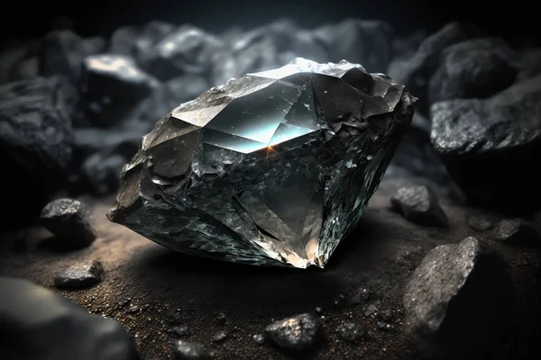 Diamond cut in rough diamond in coal mine concept