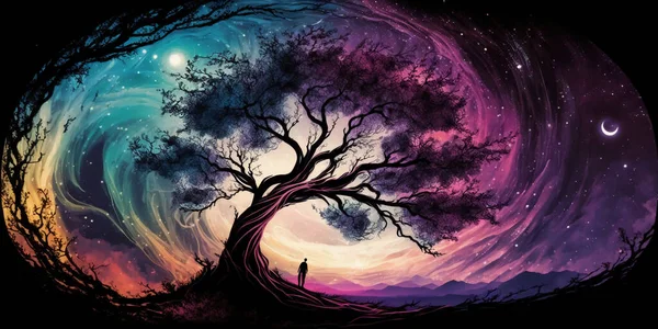 galaxy swirling Fantasy wonderland galactic tree