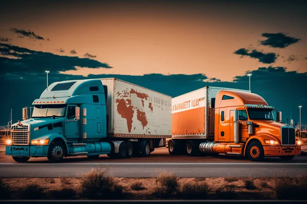 Trucks with cargo futurastic