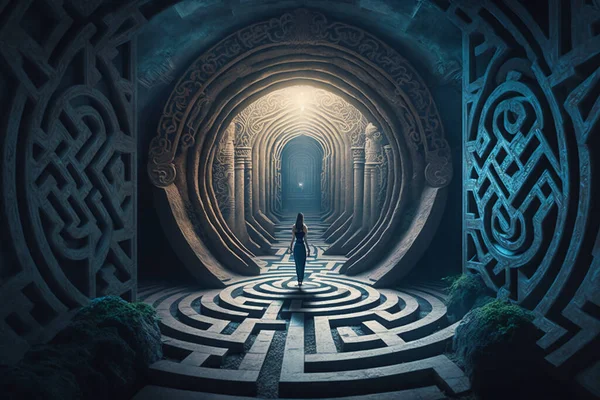 the labyrinth of the mind is a citadel of its own, photorealistic, vibrant colors, beautiful lighting, ambient,