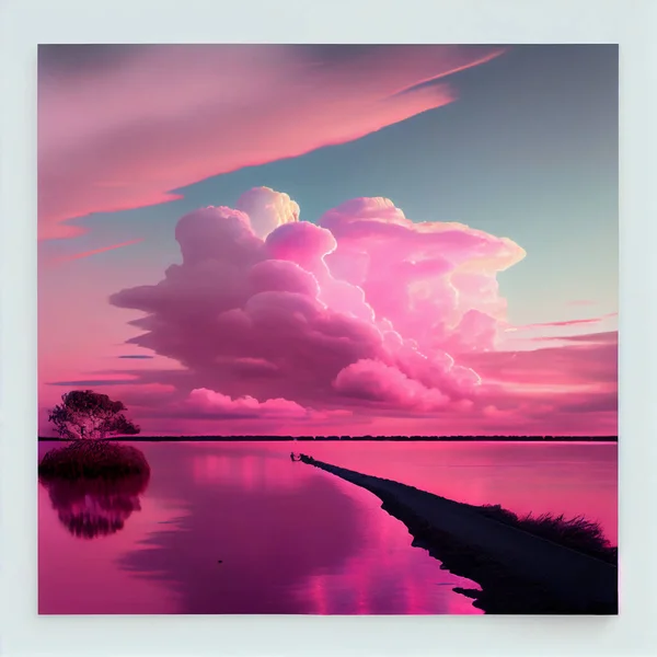 a cotton candy pink sky