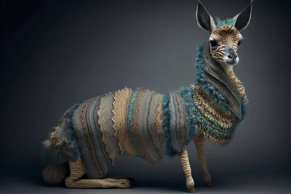 photorealistic animals wearing couture clothes made of fibers and textiles and 22k gold, Amplitude Distortion Quantization hairs head entire full body image,