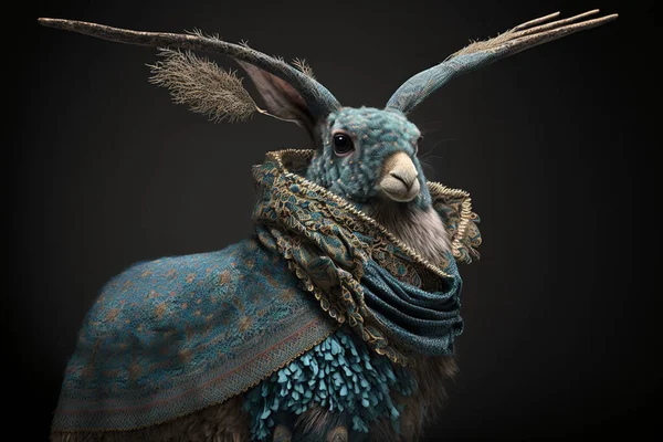 photorealistic animals wearing couture clothes made of fibers and textiles and 22k gold, Amplitude Distortion Quantization hairs head entire full body image,