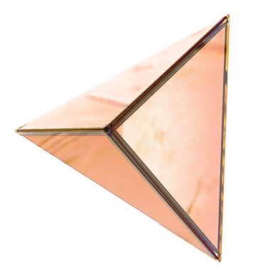 Gold metallic and glassy pyramid three-dimensional Abstract, dramatic, passionate, luxurious and exclusive isolated 3D rendering graphic design elemental background material. High quality 3d illustration