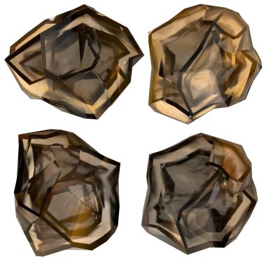 Gold 4 glass rocky ice block transparent geometry abstract, dramatic, passionate, luxurious and exclusive isolated 3D rendering graphic design elemental background material. High quality 3d illustration