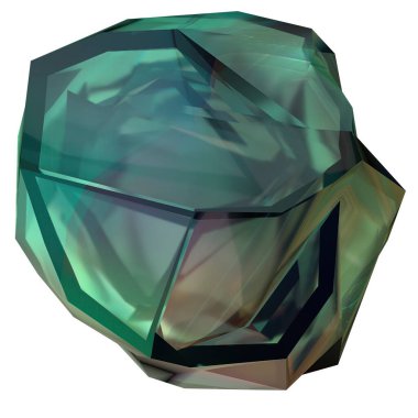 Green glassy rocky transparent geometry Abstract, dramatic, passionate, luxurious and exclusive isolated 3D rendering graphic design elemental background material. High quality 3d illustration