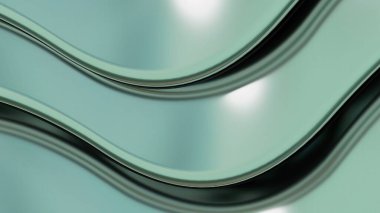 Green color Overlapping objects with beautiful curves of metal Abstract, dramatic, modern, luxurious and exclusive 3D rendering graphic design elemental background material. High quality 3d illustration