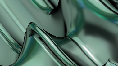 Green Metal plate with beautiful Bezier Abstract, dramatic, modern, luxurious and exclusive 3D rendering graphic design elemental background material. High quality 3d illustration