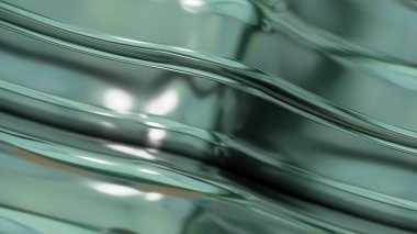 Green, mountain-like corrugated metal plate flowing from top right to bottom left Abstract, dramatic, modern, luxurious and exclusive 3D rendering graphic design elemental background material. High quality 3d illustration