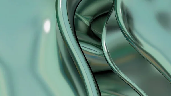 Green metal plate with wavy Bezier behind it Abstract, dramatic, modern, luxurious and exclusive 3D rendering of graphic design elemental background material. High quality 3d illustration