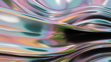 Pink and green beautiful airy flowing vertical Bezier metal Abstract, dramatic, modern, luxurious and exclusive 3D rendering graphic design element background material. High quality 3d illustration