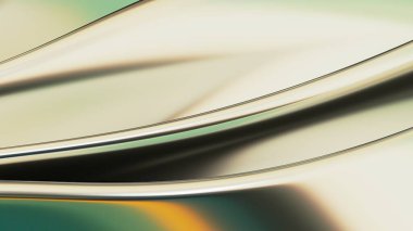 Green and gold metallic contemporary art dynamic curves abstract dramatic modern luxurious luxury luxury 3D rendering graphic design element background material. High quality 3d illustration