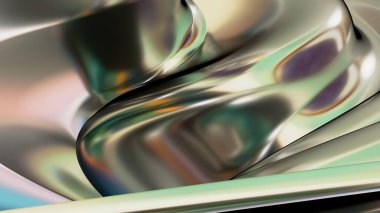 Green and gold twisted metal plate Abstract, dramatic, modern, luxurious and exclusive 3D rendering graphic design element background material. High quality 3d illustration