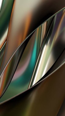 Dark gold curved shallow metal plate Abstract, dramatic, modern, luxurious and exclusive 3D rendering graphic design element background material. High quality 3d illustration