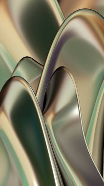 Dark gold metallic organic shapes abstract dramatic modern luxurious luxury luxury 3D rendering graphic design element background material High quality 3d illustration