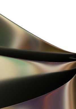 Dark gold twisted metal plate Abstract, dramatic, modern, luxurious and exclusive 3D rendering graphic design element background material. High quality 3d illustration.