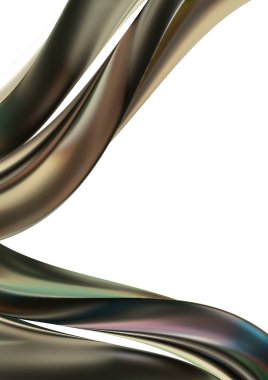 Dark gold metal twisted Japanese sashes Abstract, dramatic, modern, luxurious and exclusive 3D rendering graphic design element background material. High quality 3d illustration.