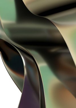 Dark gold twisted modern artistic metal plate Abstract, dramatic, modern, luxurious and exclusive 3D rendering graphic design element background material High quality 3d illustration.