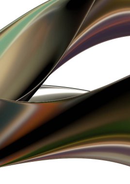 Abstract, dramatic, modern, luxurious and exclusive 3D rendering graphic design element background with overlapping dark gold streamlined metal plates. High quality 3d illustration.