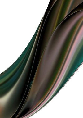 Beautiful metallic reflection Bezier Curves in dark gold Abstract, dramatic, modern, luxurious and exclusive 3D rendering graphic design element background material. High quality 3d illustration.