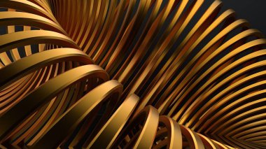 Gold and black metal ring -shaped donut -shaped enlarged abstract, dramatic, modern and modern high -quality graphic design element material High quality 3d illustration.