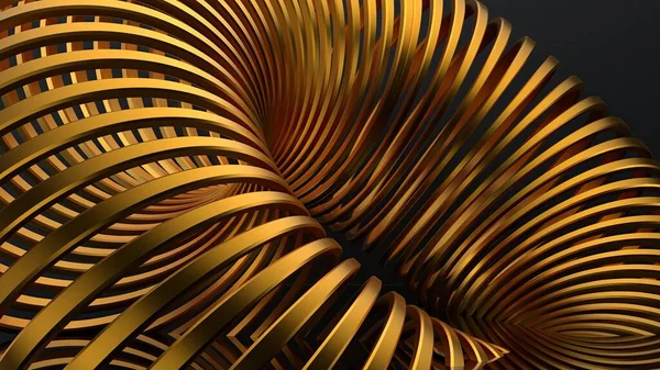 Gold and black donut -type metal -type metal ring zoom -up abstract, dramatic, modern and modern high -quality 3D Rendering graphic design element material High quality 3d illustration.