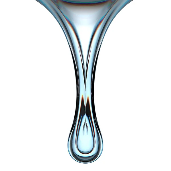 Gotejamento Alongado Transparente Gota Água Gotejamento Água Água Doce Água — Fotografia de Stock