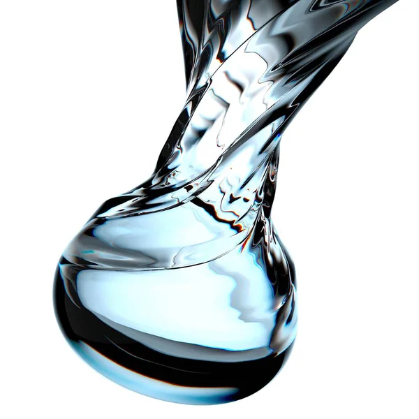 透明的像龙卷风一样的水滴滴淡水清洁水平面设计元素材料高质量的3D插图 — 图库照片