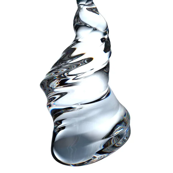 透明ねじれ水滴のフロントビューは 新鮮できれいな水グラフィックデザイン要素材料高品質の3Dイラストを滴下 — ストック写真
