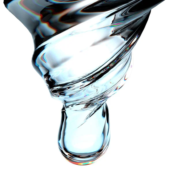 Transparante Gedraaide Waterdruppel Voorkant Druppelend Water Zoet Schoon Water Grafisch — Stockfoto