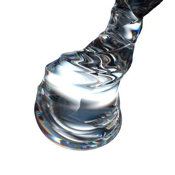 透明斜めにねじれた水滴滴水の新鮮できれいな水グラフィックデザイン要素材料高品質の3Dイラスト — ストック写真