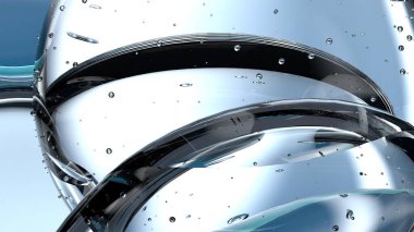 Su damlacıkları şeffaf soyut 3D üzerinde iyi yansıtıcı detaylara sahiptirler taze ve temiz grafik tasarım elementi yüksek kaliteli 3D illüstrasyon.
