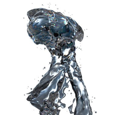 Şeffaf üç çatallı kasırga su formu 3 boyutlu izole edilmiş taze ve temiz grafik tasarım elementi malzemesi yüksek kalite üç boyutlu illüstrasyon.