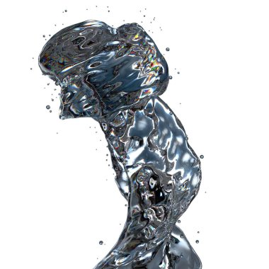 Şeffaf Düşen Su kütlesi Akışı 3D İzole edilmiş Taze ve Temiz Grafik Tasarımı Madde Yüksek Kaliteli 3d.