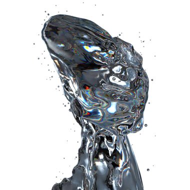 3D izole edilmiş, şeffaf sıvı kırılma, kozmetik su düşüşü, taze ve temiz grafik tasarım elementi yüksek kalite 3D görüntü.