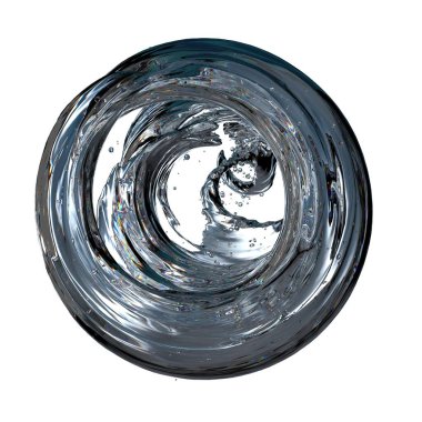 3 boyutlu izole edilmiş taze ve temiz grafik tasarım malzemesi şeffaf akışkan, karmaşık bir su damlasına bakıyor..