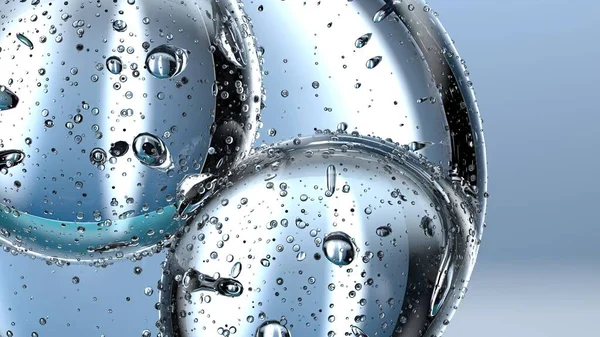 Gotas Agua Como Núcleo Celular Transparente División Abstracto Renderizado Material — Foto de Stock