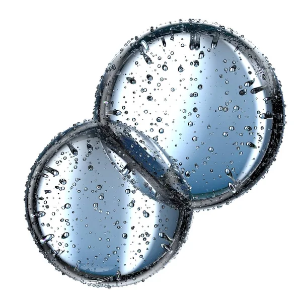Gotas Água Como Células Divisão Células Transparentes Isoladas Renderização Material — Fotografia de Stock