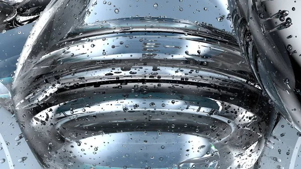 Refracción Orgánica Transparente Gotas Agua Reflexión Abstracto Renderizado Material Elemento — Foto de Stock