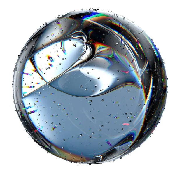 Gota Água Transparente Com Bela Reflexão Isolada Renderização Material Elemento — Fotografia de Stock