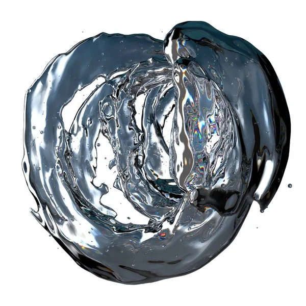 Närbild Transparent Vätska Sofistikerad Pressas Vatten Droppe Isolerad Render Färsk — Stockfoto