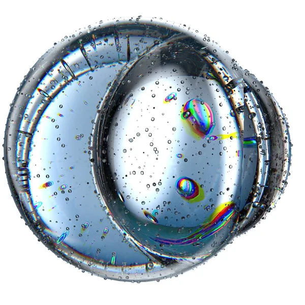 透明细胞分裂水滴折射分离3D渲染新鲜清洁的平面设计元素材料高质量3D插图 — 图库照片