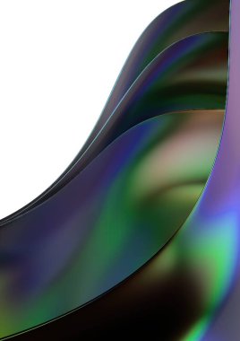 krom gökkuşağı iç içe geçen metal perdeler soyut dramatik modern lüks 3D grafik tasarım elementleri yüksek kaliteli 3D resimleme.