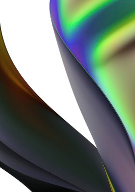 Krom Gökkuşağı Güzel Bezier Zarif Metal Tabaka Soyut Dramatik Modern Lüks Lüks 3D grafik tasarım elemanları malzeme yüksek kalite 3d illüstrasyon.